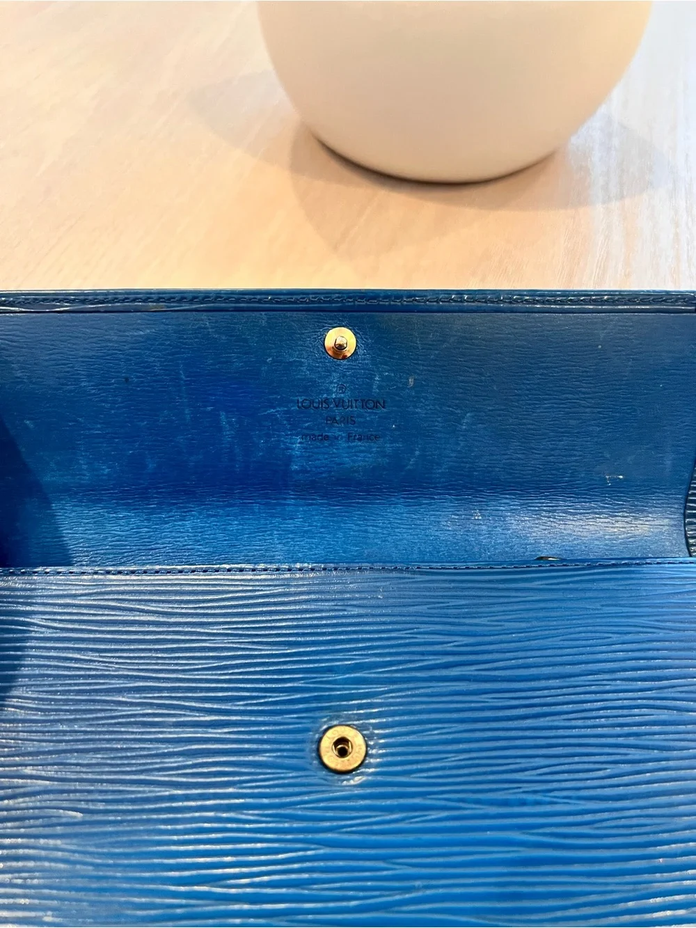 Authentic Louis Vuitton Blue Epi Leather Sarah Long Wallet